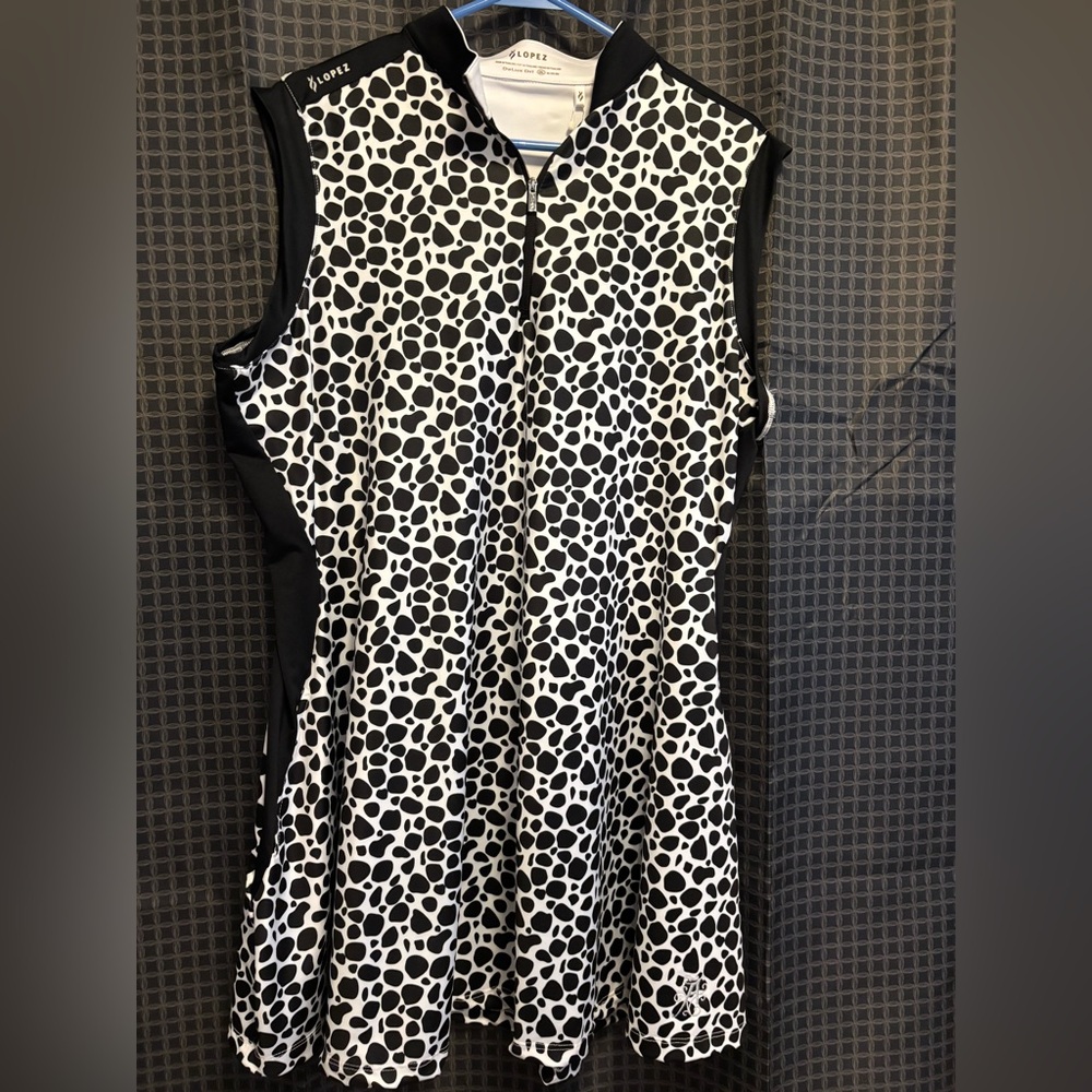 NANCY LOPEZ PLUS LUX
SLEEVELESS DRESS-BLACK/WHITE